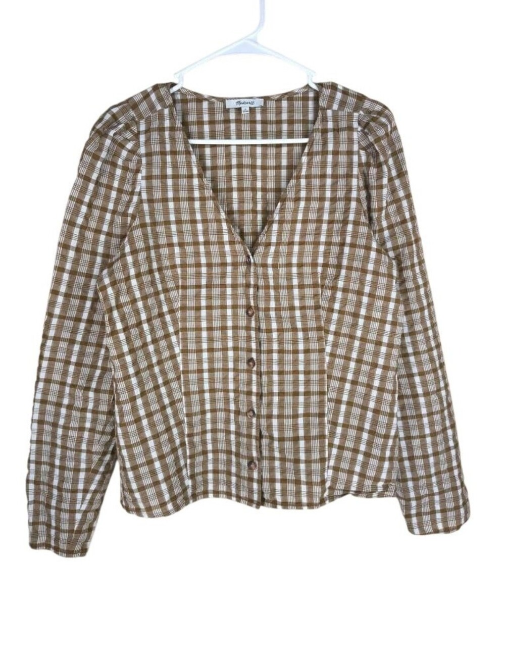 Madewell Westover Top in Sandown Plaid Weathered Olive Size 6